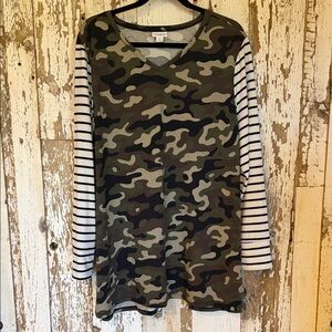 LuLaRoe Camouflage Top with Black Accents